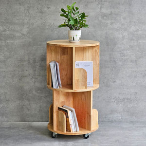 Estantería Móvil Compacta de 2 Niveles, Redonda, de Madera, KS68198, Organizador para Sala de Estar y Cocina, Fácil de Montar, Material Plástico y Metálico - Product Image 2