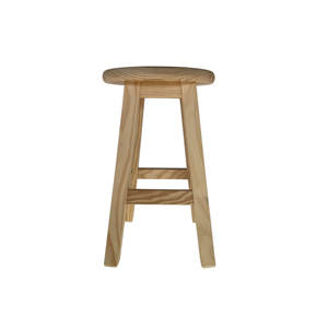 Sgabello Rotondo in Legno Massello Well Home Colore Naturale 29x29x50cm Pouf Elegante e Resistente - Product Image 6