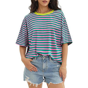 Camiseta holgada deportiva de verano superventas, Camiseta de algodón antiarrugas de alta calidad 100%, diseño 3D transpirable para mujer, Color negro - Product Image 1