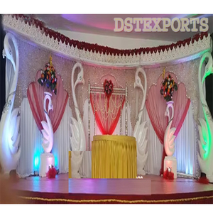 Escenario de cisne para bodas del sur de Asia, lujosa decoración de escenario de boda india, hermosa recepción de boda, escenario de cisne - Product Image 1