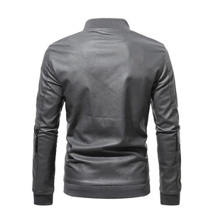 Veste d'hiver en cuir pour hommes Veste de moto en cuir Pu Cool Zip Pockets Size Oem Service Leather Jacket - Product Image 6
