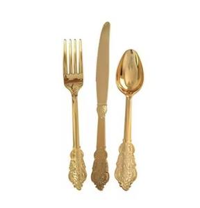 Couverts décoratifs en métal sans rouille, parfaits pour les hôtels et les restaurants, couverts en métal à poignée élégante avec finition dorée, vente à chaud - Product Image 1