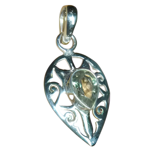 Pendentif en améthyste verte Pendentif à breloque en argent sterling 925 pour enfants, femmes pour fête d'anniversaire, fiançailles ou anniversaire. - Product Image 1