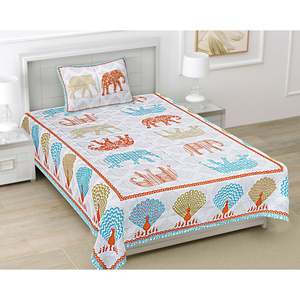 Multi Abstract 180 TC Cotton Single <b>Bedsheet</b> 1 Pillow Cover 100% Cotton King Size for Home Use Available <b>3</b> <b>4</b> 6 Pc Sets (BSB1112) - Product Image 1