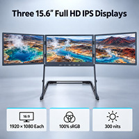 Moniteur triple écran 15,6 pouces 1080P FHD IPS 100% SRGB pliable avec USB-C et Mini USB pour les entreprises