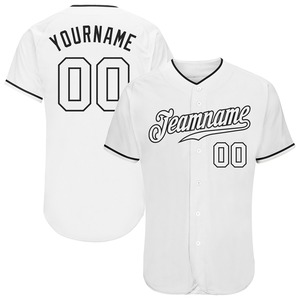 Ropa de equipo personalizada superventas, camiseta de béisbol auténtica blanca y negra personalizada - Product Image 1