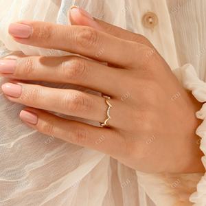 แหวนลายซิกแซ็กเคลือบทอง14K,แหวนแต่งงานเส้นเล็กๆที่สวยงามแหวนนิ้วโป้งเป็นเอกลักษณ์สีทอง14K ดีไซน์ล่าสุด - Product Image 2