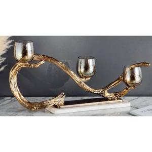 Branches conception vaisselle de table bougeoir en aluminium classique dessus de table en verre transparent décoration bougeoirs au prix le moins cher - Product Image 1