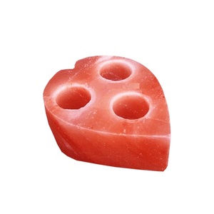 Titulaires de photophore à trois trous en forme de coeur de sel de l'Himalaya, support de photophore à bas prix, supports de photophore de l'Himalaya du Pakistan - Product Image 1