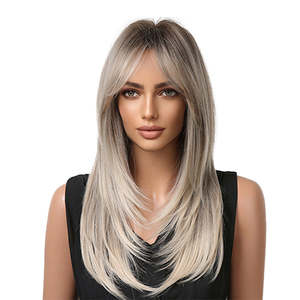 Autumn-DWY Glueless Synthetic <b>Wig</b> Natural Wavy Layer Cut with Adjustable Cap Size Transparent <b>Lace</b> Color - Product Image 3