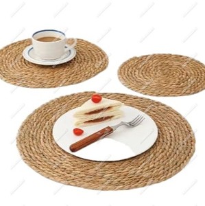 Rattan Cup <b>Coasters</b> and Dining <b>Table</b> Mat Hand Woven Bamboo Sea Grass Rounded Wicker Heat Resistant Placemats for Dinning <b>Table</b> - Product Image 1