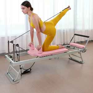 Máquina de Pilates Reformer Rosa Gris Chaoyuan, Resistente y Saludable, para Uso Doméstico, Plegable, Equipo de Yoga y Gimnasio, Ajustable y Multifuncional - Product Image 1