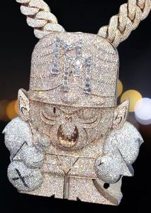 Pendentif personnalisé classique en argent 925 pour homme, motif singe en colère, avec diamants étincelants, breloque de dessin animé pour rappeur hip-hop, bijou fantaisie en alliage - Product Image 2