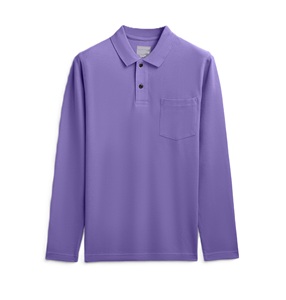 เสื้อโปโลแขนยาวสำหรับผู้ชายคอเสื้อสองชั้นสำหรับเนื้อผ้าระบายอากาศได้แบบกึ่งทางการและลำลองสำหรับผู้ชาย - Product Image 6