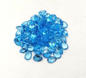 ลูกแพร์ตัดพลอยบุษราคัมสีฟ้าจากสวิสธรรมชาติขนาด4x5มม. ลูกปัดหินเหลี่ยมเพชรพลอยบุษราคัมคุณภาพสูงสำหรับทำเครื่องประดับในราคาโรงงาน - Product Image 4