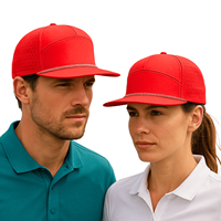 Sombreros ajustados de 7 paneles con logotipo bordado 3D personalizado Gorras impermeables de polietileno de color rojo Gorras cortadas con láser Gorro Snapback personalizado Sombreros