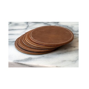 Elegant rustic leather coasters with high quality handmade look and premium <b>protection</b> for <b>table</b> surfaces - Product Image 1