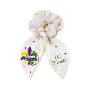 Scrunchies tendance pour femmes personnalisées pour le Mardi Gras, brodées à la main avec des perles de graines pour assortir à votre tenue de Mardi Gras - Product Image 6