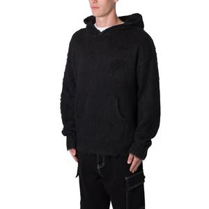 Direct d'usine en stock hommes Mohair Hoodies Oem Style laine tricoté Mohair brossé pull à capuche chaud moelleux chandails - Product Image 2