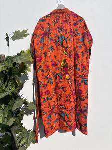 Belle main oiseau imprimé Kantha point Robe longue coton Kantha matelassé Robe femmes veste d'hiver vêtements de plage Robe - Product Image 4