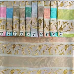 Tissu Zohra Cationique Exquis de 44 pouces en Or Jari, aux Accents dans des Tons Pastel Élégants, pour Créations Ethniques de Créateur - Product Image 5