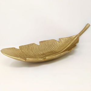 Beau plateau à feuilles dorées brillantes fabriqué à la main Direct Factory Home Decor Table Top Kitchen Ware - Product Image 4