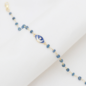 Venta al por mayor 925 plata esterlina chapado en oro Rosario pulsera con esmalte Luna encanto Azul zafiro pulsera para la venta - Product Image 2