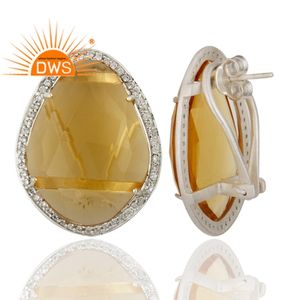 ต่างหูสตั๊ดพลอยซิทรีนและซิทรินเงินแท้สำหรับผู้หญิงของขวัญ - Product Image 2