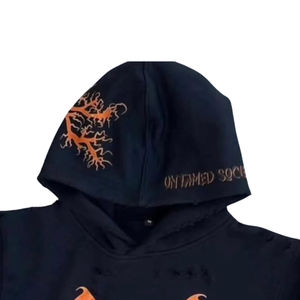 Invierno cálido hombres logotipo personalizado pulóver pantalla gruesa impresión térmica sudaderas con capucha 100% algodón - Product Image 2