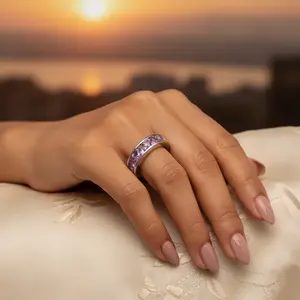 Bague en argent 925 avec améthyste pour femmes, bijoux en pierres précieuses, accessoire - Product Image 1