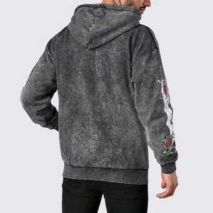 Sudadera con capucha para hombre 2026, personalizada, con lavado ácido, de peso pesado, 100% algodón polar, transpirable, 350g, efecto descolorido por el sol, con cremallera, estampado liso - Product Image 6