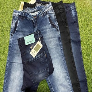 Men's 100% Cotton Slim Fit Vintage Streetwear High Quality Soft Comfortable Solid Print Straight Washable Denim Summer Spring - Product Image 1