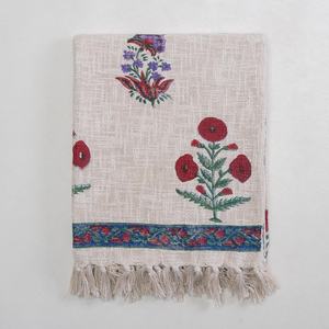 100% algodón de calidad superior algodón estampado Floral tiro Boho bloque de mano impreso sofá cubierta borla manta hecha a mano - Product Image 4
