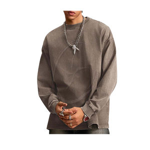Sudadera Vintage de lavado ácido de gran tamaño para hombre, 100% de algodón, manga larga, ropa de calle térmica a prueba de viento, técnicas bordadas pesadas - Product Image 1