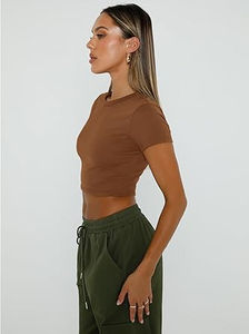 Top Corto de Verano para Mujer, Transpirable, Cómodo, Moderno, Suave, Elástico, 100% Algodón, Acanalado, Informal - Product Image 3