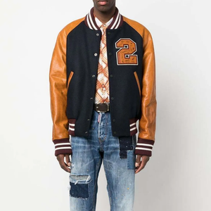 2025 nuevas chaquetas universitarias personalizadas al por mayor para chaqueta de invierno Unisex mangas de cuero bordadas logotipo bordado personalizado - Product Image 1