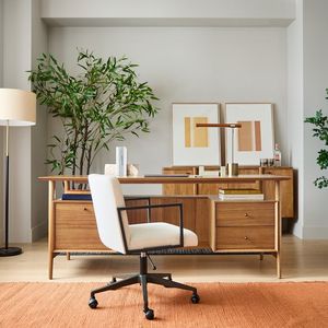Teak <strong>Computer</strong> Desk <strong>with</strong> 7 <strong>Drawers</strong> for Study Room and Office <strong>Table</strong> Writing Desk - Product Image 1