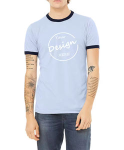 Custom Ringer TShirt Wholesale High Quality TShirt Gitter Print <b>Ringspun</b> Cotton Contrast Color Collar and Cuff TShirts Men - Product Image 1