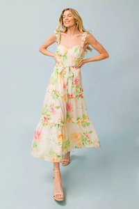 Robes sexy à imprimé floral attrayant 2023 Nouvelles robes d'été sans manches fines fendues mi-longues en mousseline de soie pour femmes Vêtements pour femmes - Product Image 3