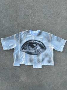 เสื้อยืดผ้าฝ้าย100% ดีไซน์ลำลองทรงหลวมและผ้าถักที่มีลวดลายแข็งและวัสดุโพลีเอสเตอร์/ ผ้าฝ้าย - Product Image 4