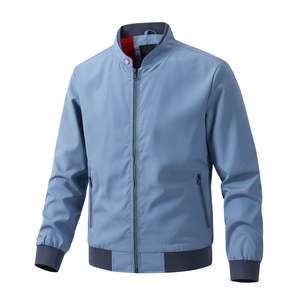Blouson Bomber Homme Bleu Clair Style Baseball Varsity Haute Qualité Coupe-Vent Vêtement de Sport Extérieur Logo Personnalisé - Product Image 1