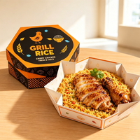 Boîte alimentaire en papier hexagonale jetable avec logo personnalisé, emballage à emporter pour poulet rôti, restaurant de restauration rapide