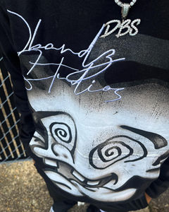 ชุดเซ็ตเสื้อฮู้ดดี้และกางเกงสเวตแพนท์ลายกราฟิกสีดำสำหรับผู้ชาย ผ้าฝ้าย 100% งานปักพิมพ์ลายหรูหราแบบสั่งทำพิเศษ - Product Image 5