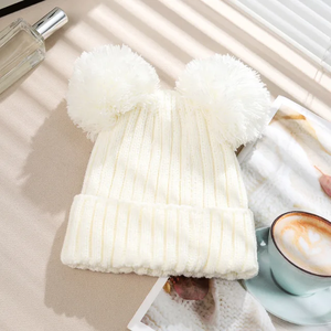 Gorro de invierno acrílico 100% de Color sólido para niños, gorro tejido con logotipo de Calavera, gorro de punto cálido, gorro de bebé al por mayor, otoño - Product Image 6