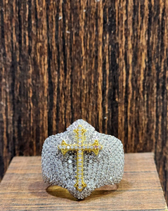 Anillo Cruzado de Plata de Ley 925 con Incrustaciones de Diamantes de Imitación, Diseño Único de Joyería Hip Hop Personalizable de Lujo - Product Image 1