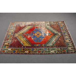 Tapis d'appoint vintage 3,2x5,2 pi (99x160 cm), tapis persan turc rouge - Product Image 2