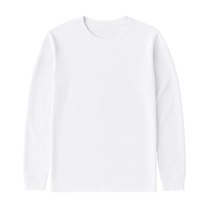 T-shirt à manches longues pour homme, blanc, poids lourd, col rond, 100% coton biologique de luxe, pré-rétréci, certifié, coupe classique premium - Product Image 1