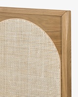 Cama moderna, marco de madera maciza con bastón, cabecero de ratán natural, muebles de dormitorio para el hogar de estilo contemporáneo moderno