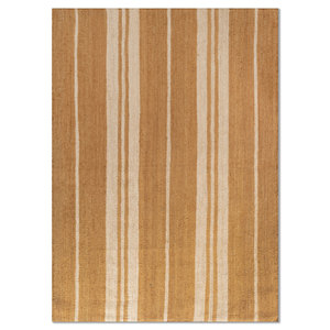 พรมปูพื้นลายทางสีเบจและสีน้ำตาล Nomadic Threads รุ่น PDJT-809 ทำจากปอกระเจาและป่าน ทอแบบแบน เหมาะสำหรับใช้ในบ้าน ห้องนอน ห้องนั่งเล่น และทางเดิน - Product Image 1