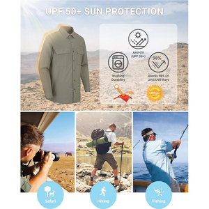 Camisas de pesca con botones de la mejor calidad, camisas de pesca de manga larga impermeables de Color sólido UPF 50 + para adultos - Product Image 6